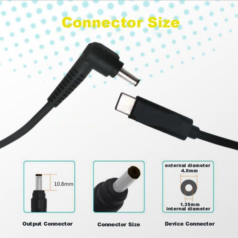 2-Pack USB-C Type C to DC Tip 4.0mm 1.35mm Power Cable Cord For Asus Zenbook Vivobook laptops