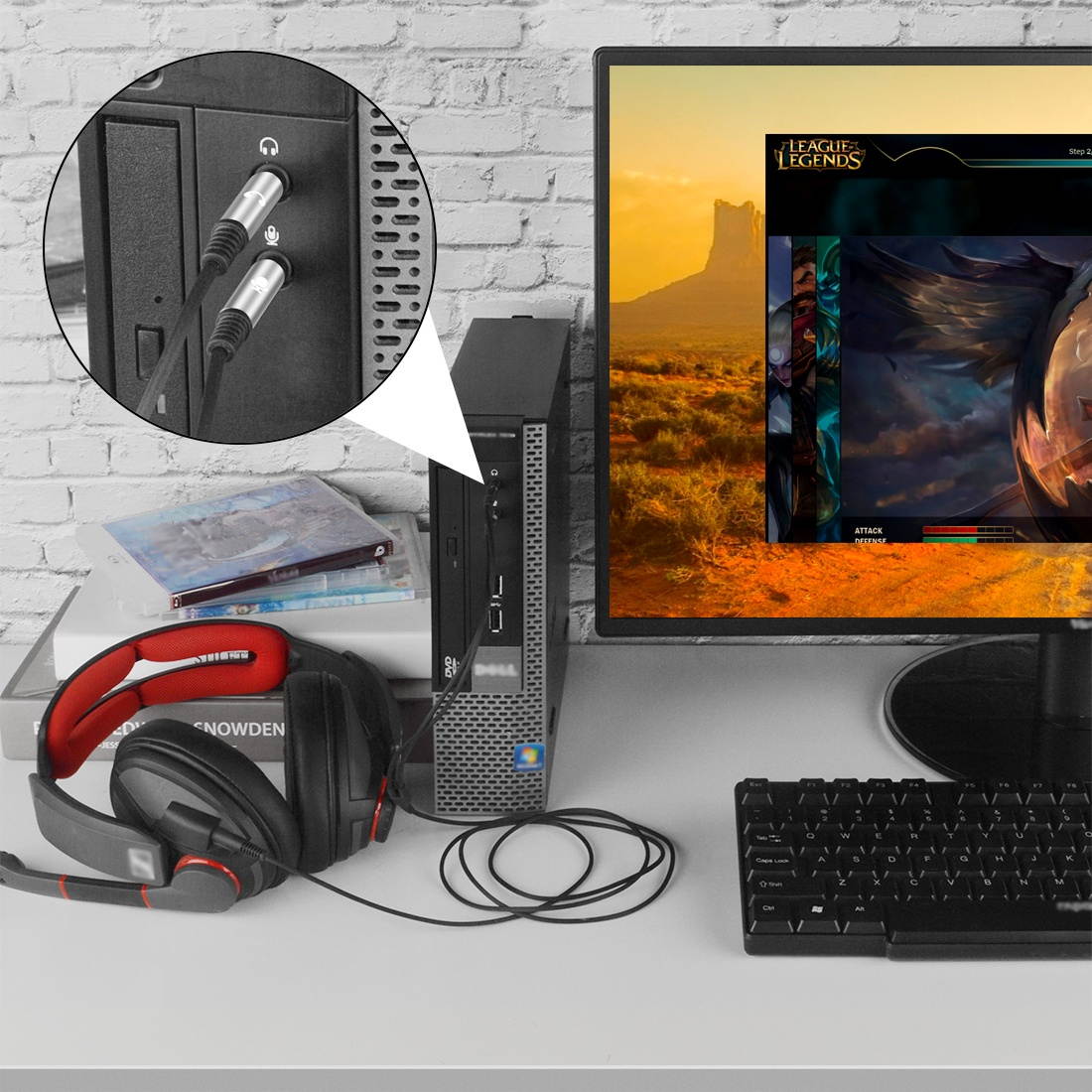 Geekria QuickFit Audio Cable Compatible with Sennheiser Game ONE, Game Zero, PC 373D, GSP 350, GSP 500, GSP 600 Headsets Cord, 3.5mm Y-Splitter Replacement Cord, Gaming Headset Cable (Black 5.6FT)