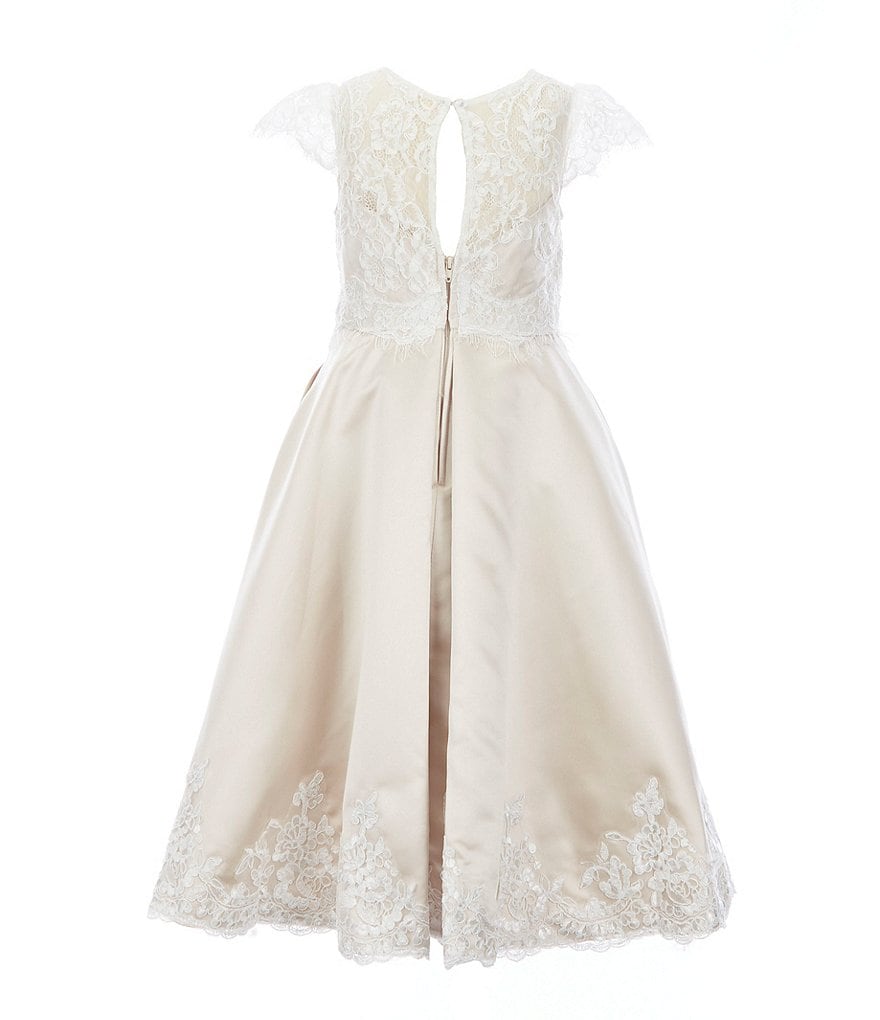 Chantilly Place Little Girls 4-6X Illusion Lace/Satin A-Line Dress