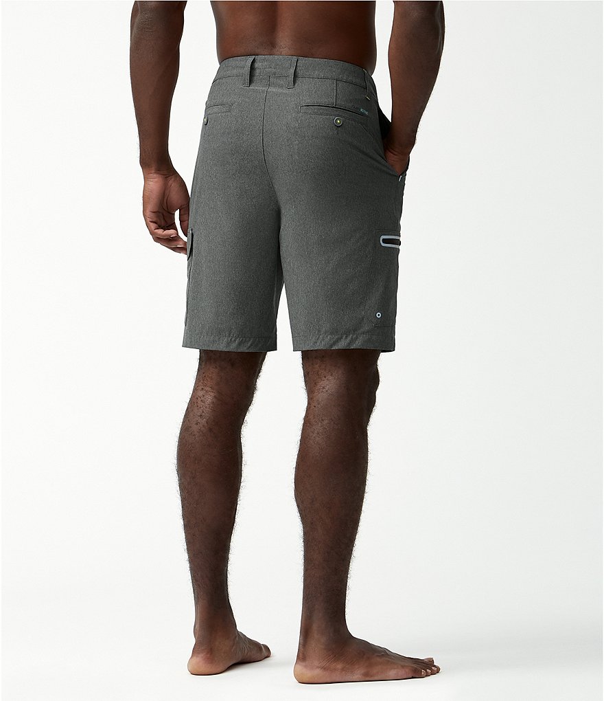 Roundtree & Yorke Big and Tall Performance 9#double; and 11#double; Inseam Flat Front Herringbone Print Shorts