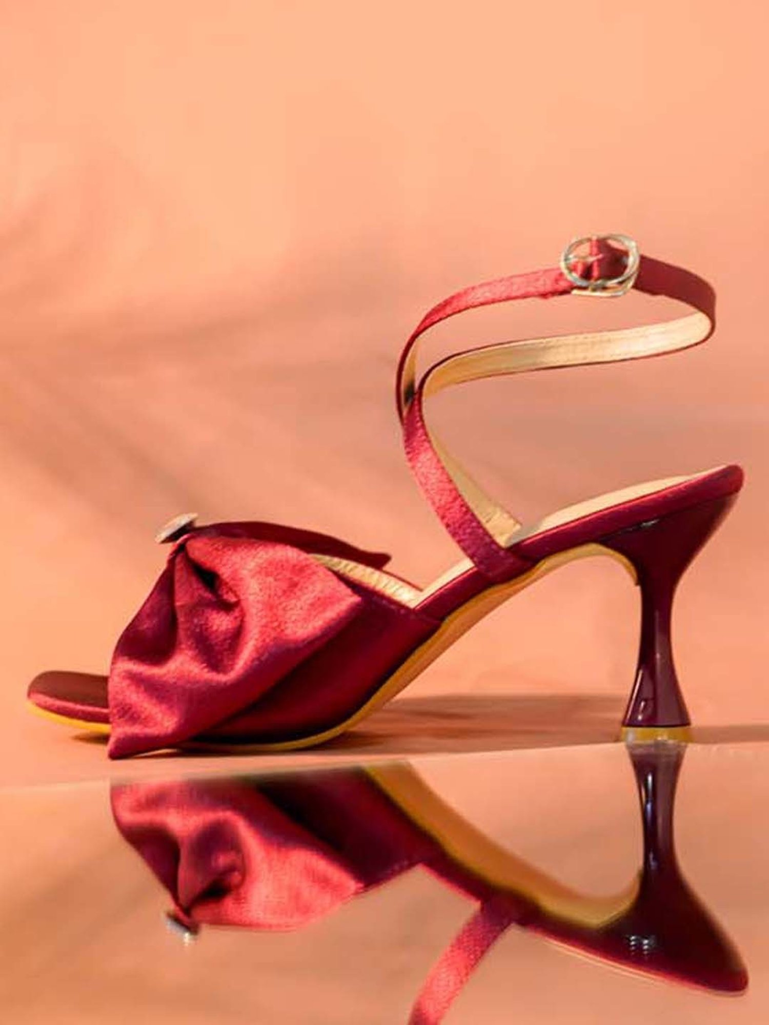 Sole House Women's Maroon Ankle Strap Stilettos