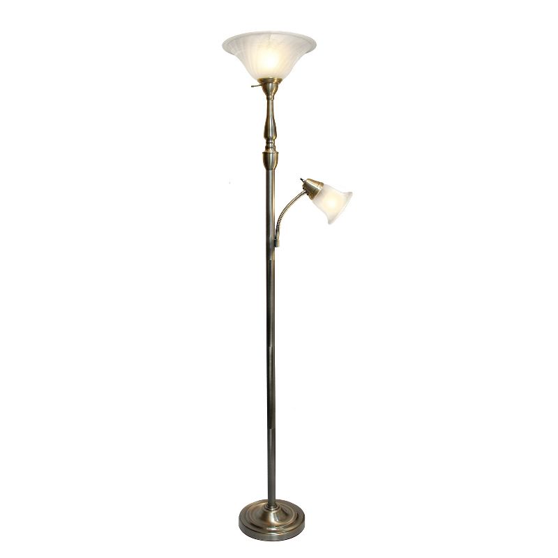 71" 3-way 2 Light Mother Daughter Floor Lamp Antique Brass - Elegant Designs