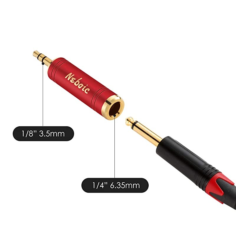 4Packs 14 Male to 35mm 18 Female Headphone Adapter 18 Inch Plug Male to 14 Inch Jack Female Stereo Adapter