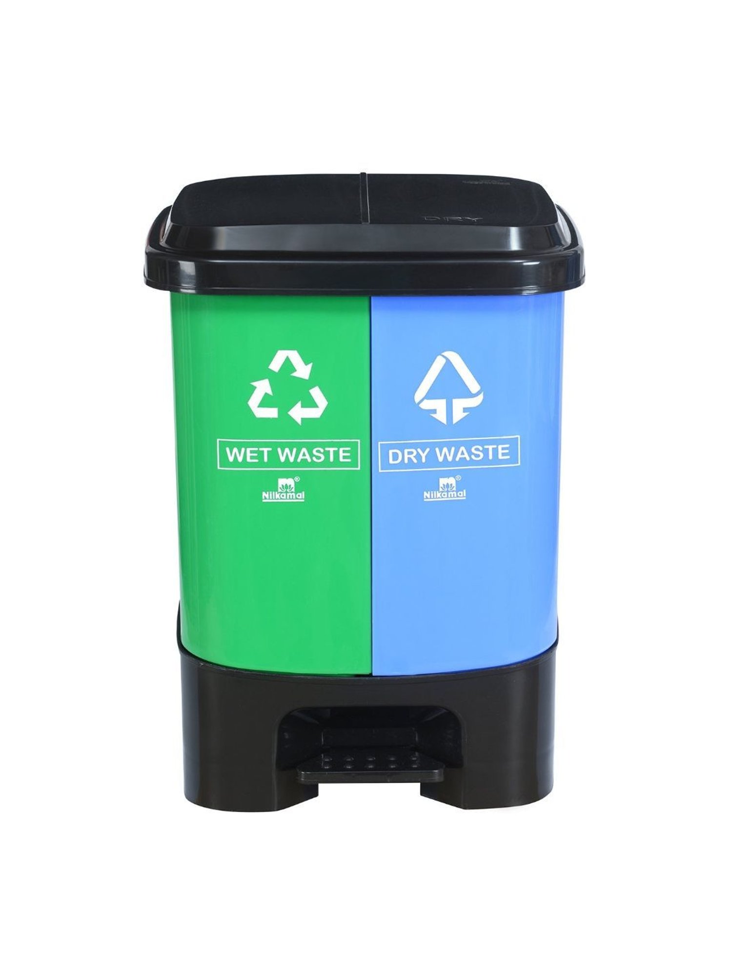 @home by Nilkamal Dual Wet & Dry  Dustbin|Set of 1| Size - 20 Ltr - 28 cm x 41 cm| Blue & Green