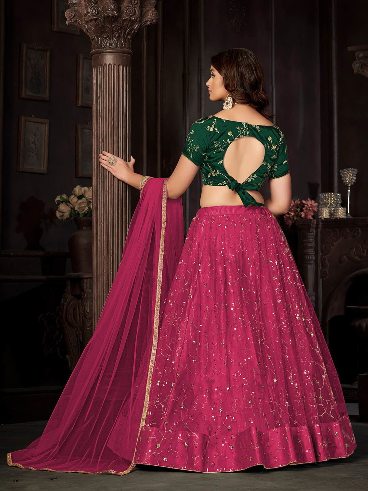 Warthy Ent Pink Embroidered Lehenga Choli Set With Dupatta