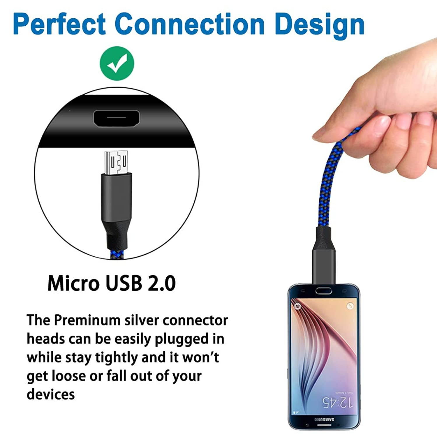 Charger Cable for Xbox One Controller,PS4 Controller Charging Cord,Braided Micro USB Android Data Sync Cord for Xbox One S/X,Playstation 4,PS4 Slim/Pro,Dualshock 4,Samsung Galaxy S7 Edge/S6,Kindle,6FT