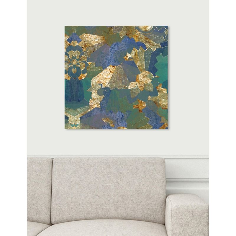 20" x 20" Turquoise Deco Abstract Unframed Canvas Wall Art in Blue - Oliver Gal