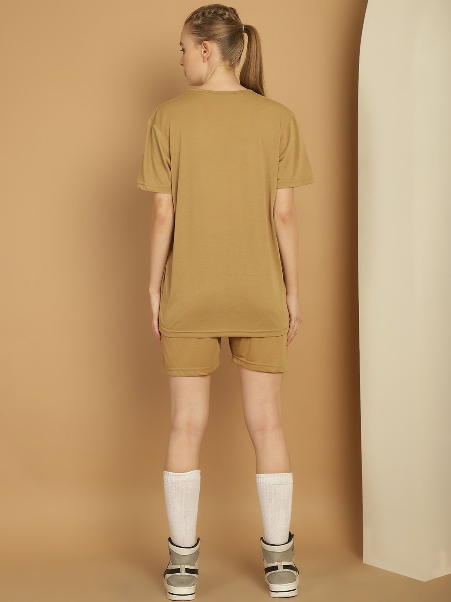 Vimal Jonney Mustard Cotton Printed T-Shirt & Shorts Set