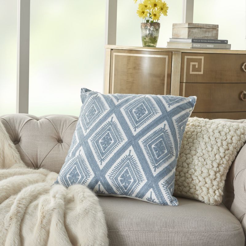 Nourison Crochet Diamonds Ocean Throw Pillow - 18" x 18"