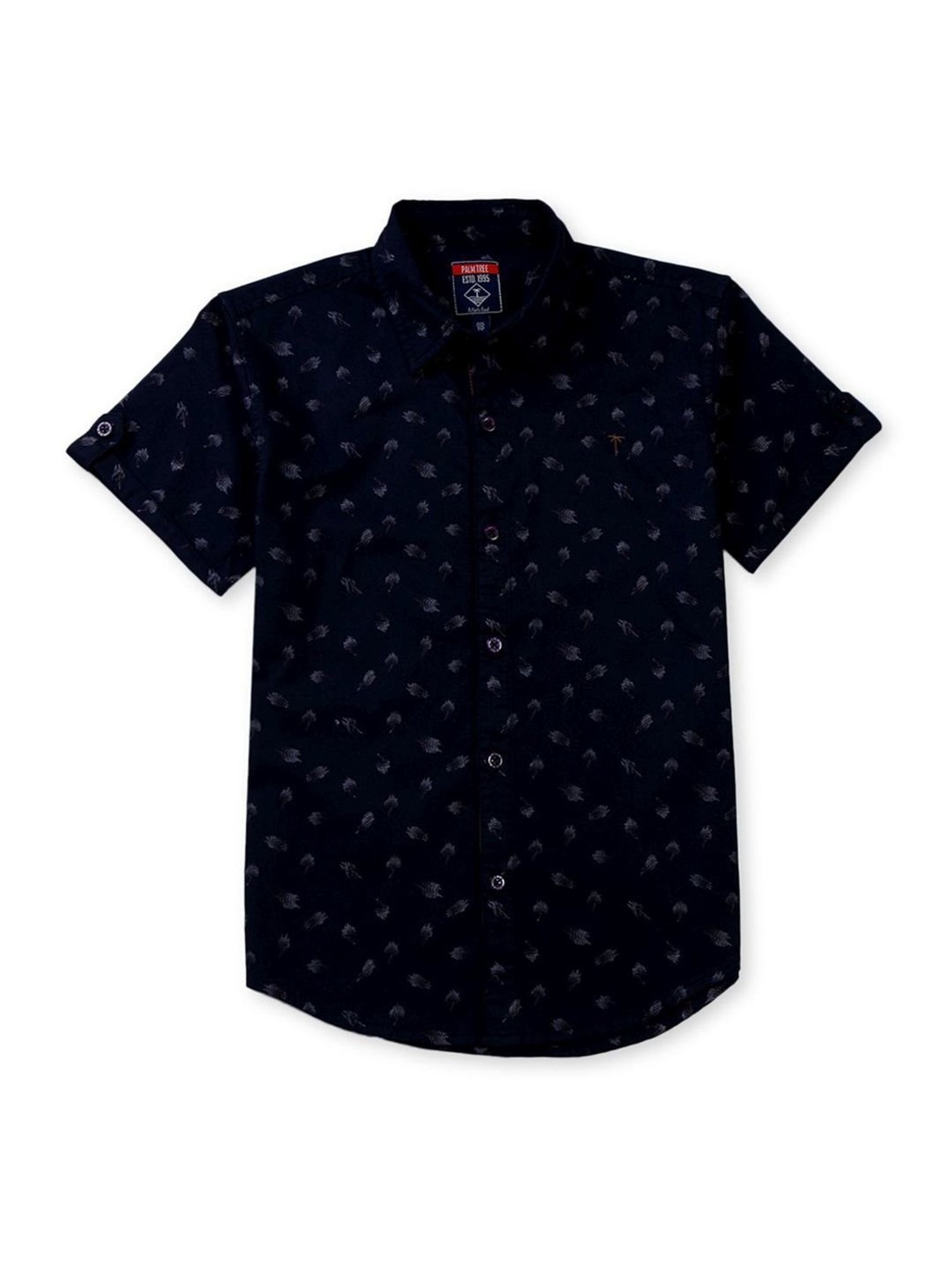 Palm Tree Kids Navy Cotton Printed Shirt