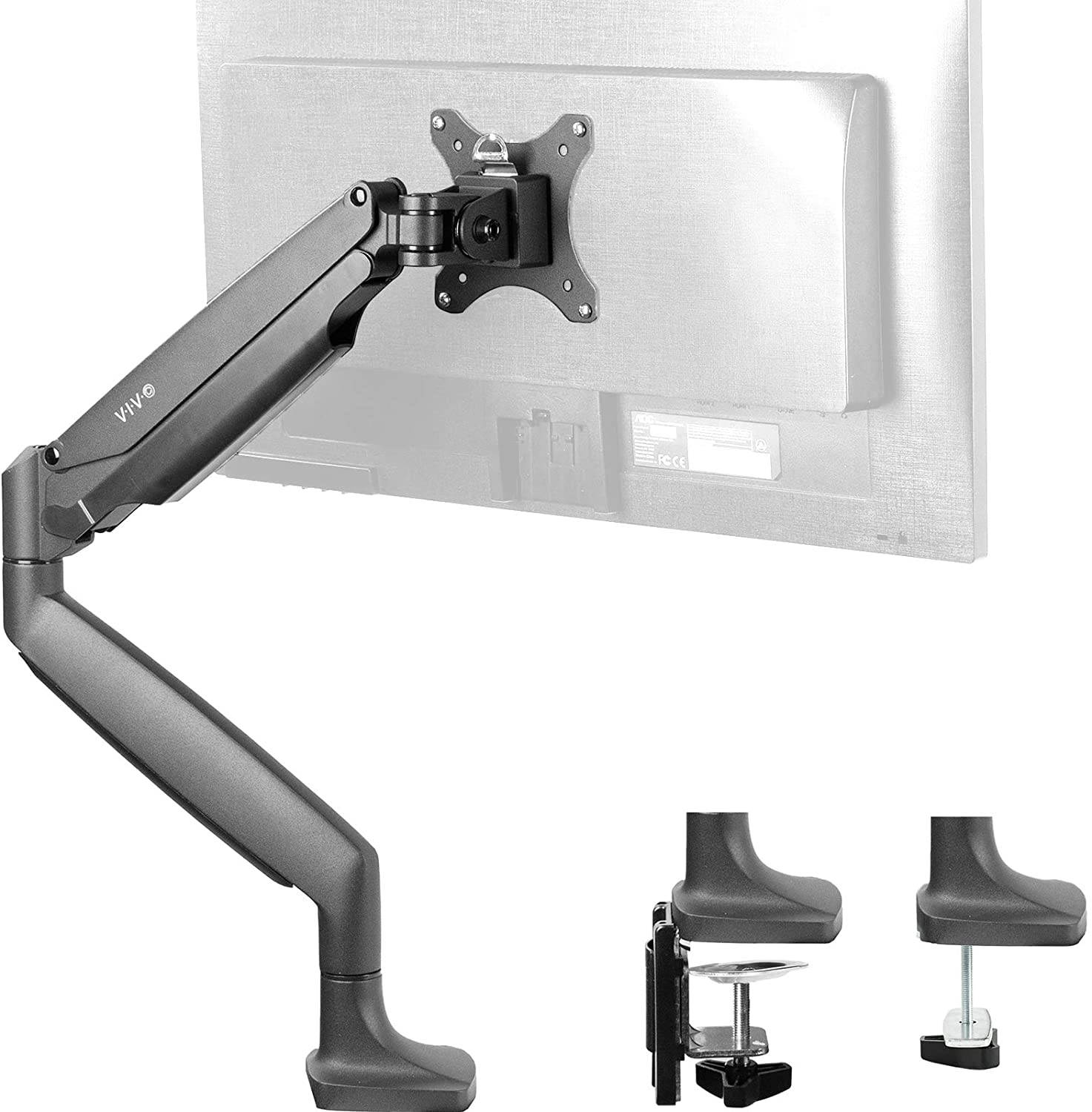 VIVO Aluminum Single Monitor Articulating Desk Mount Stand w/ Gas Spring Arm Fits up to 32" Screen (STAND-V001Q)