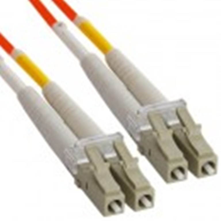 LC Fiber Optic Patch Cord, Duplex, Multimode (OM1), Orange, 10 Meters