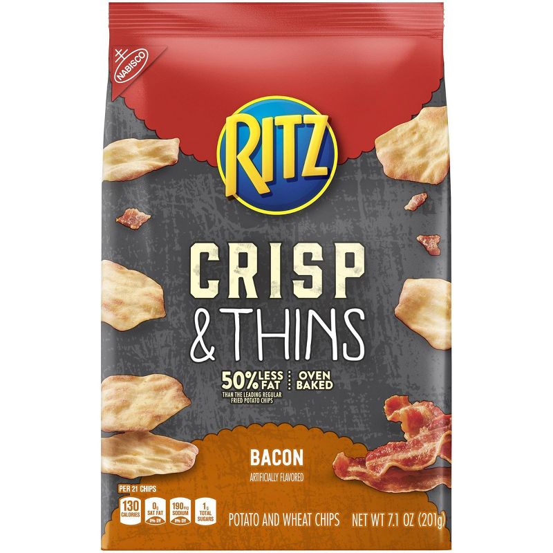 Ritz Crisp & Thins Bacon Potato And Wheat Chips - 7.1oz