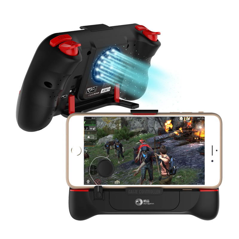 PUBG Fortnite Mobile Game Trigger, Megadream Phone Game Controller Game Grip Shoot Aim Trigger Gaming Joysticks Build in Cooling Fan and 2000mAh Power Bank for 4.5-6.5" Android iOS iPhone
