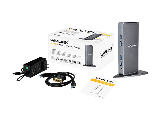 Wavlink USB 3.0 Universal Docking Station, Vertical Aluminum Laptop Docking Station, Dual Monitor Display  USB3.0 Dock For HDMI/DVI/VGA, Gigabit Ethernet, 6 USB 3.0 Ports, Audio, For Windows & Mac