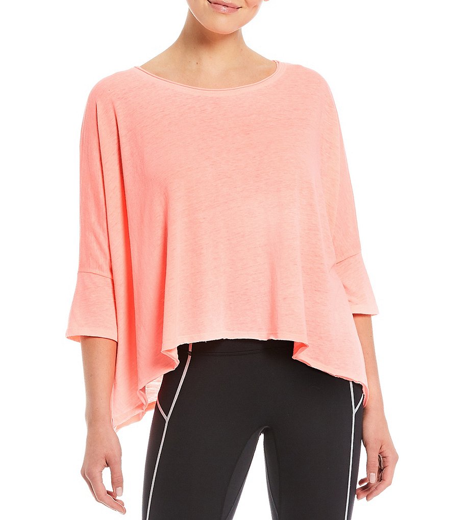 Free People FP Movement Burn Baby Burn Cotton Blend 3/4 Sleeve Soft Tee