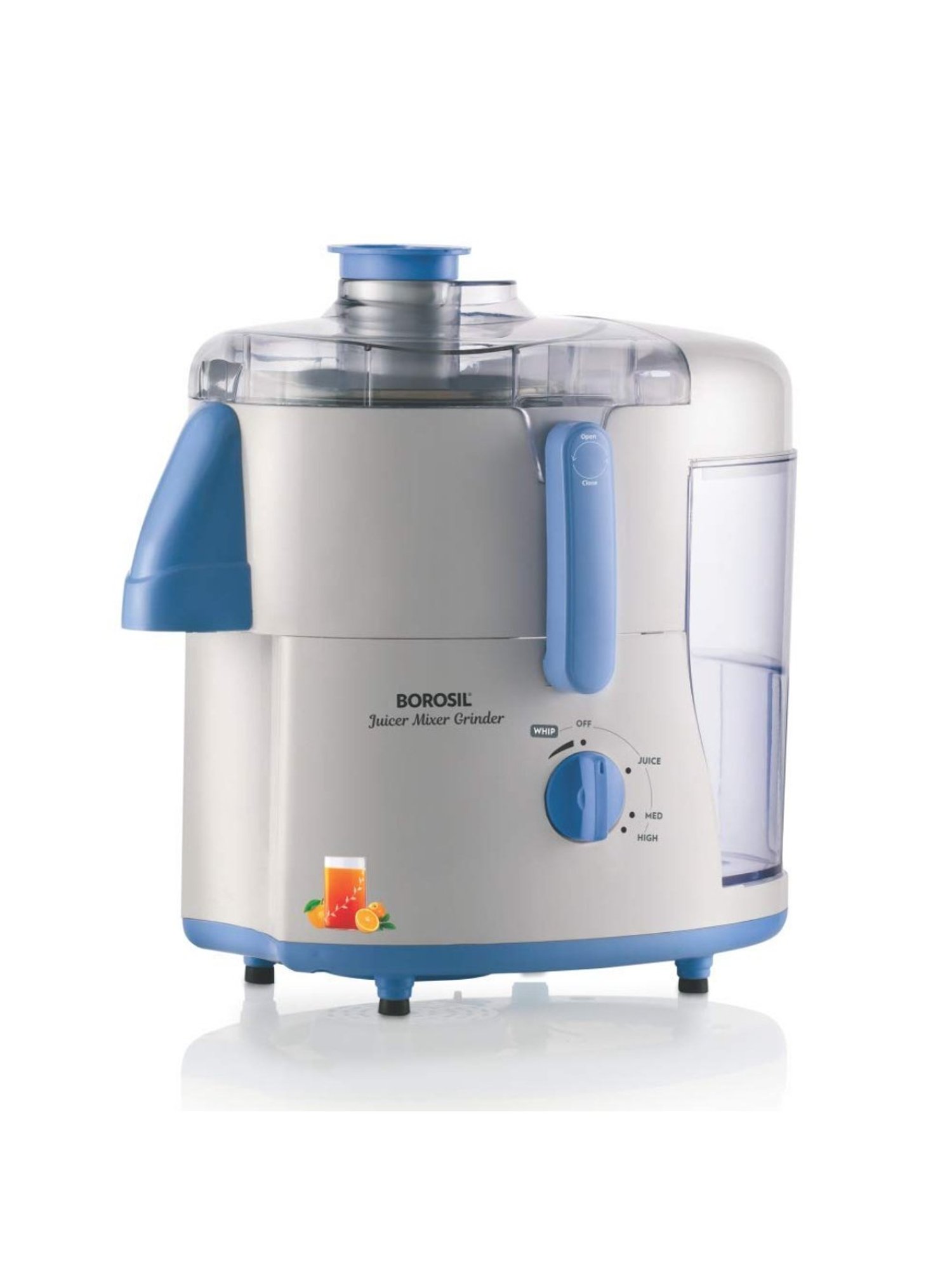 Borosil Juicer Mixer Grinder 500W, 1L with 2 Jar & 100 Percent copper motor (Silver)