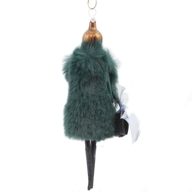 Italian Ornaments 7.0" Felicia In Faux Green Fur Ornament Italian Diva Shopping  -  Tree Ornaments