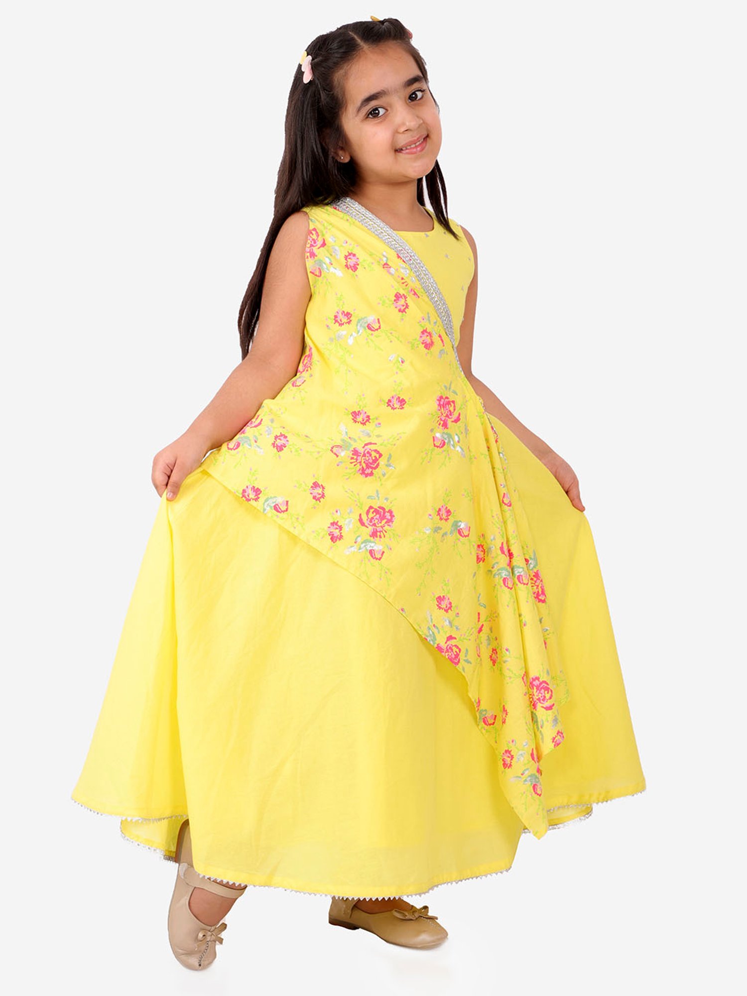 Lil Drama Kids Yellow Floral Print Dress