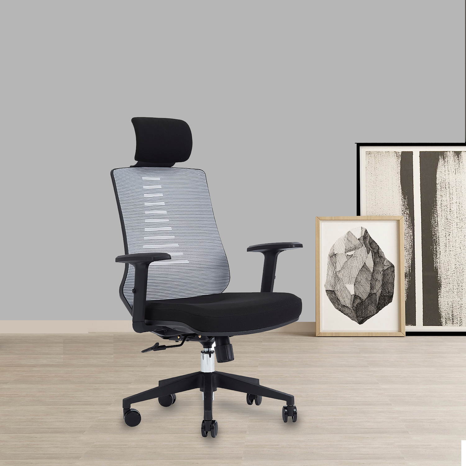 Ergonomic Office Chair with Height Adjustable Back and Lumbar Support Swivel Fabric Seat for Computer Home Desk
