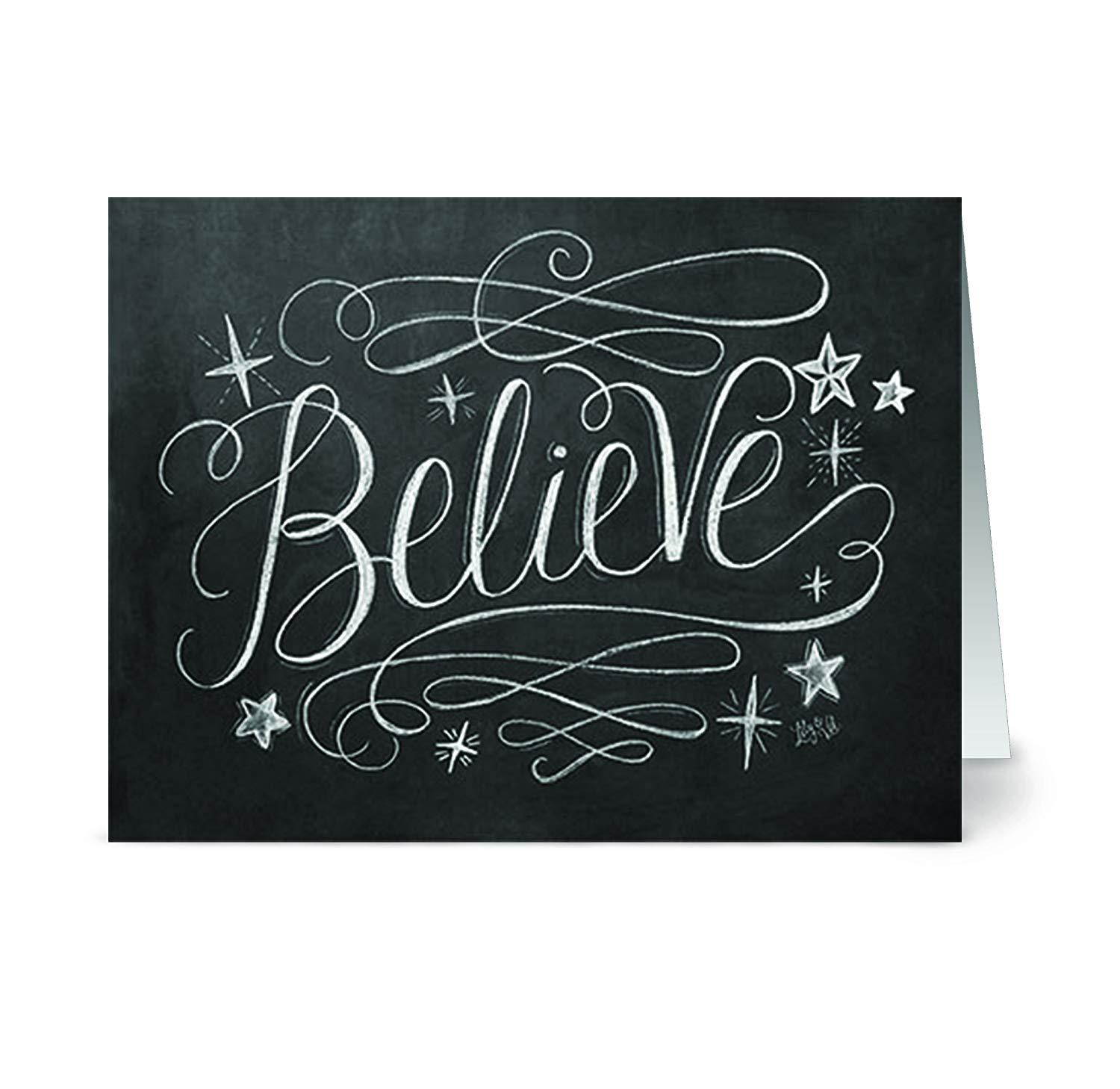 72 Holiday Cards - Chalkboard Holiday - 6 Designs - Red Envelopes Included