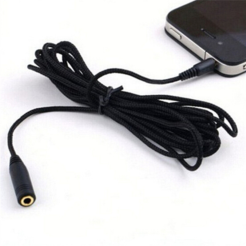 5M 16ft 3.5mm Female to Male F/M Headphone Stereo Audio Extension Cable Cord Black