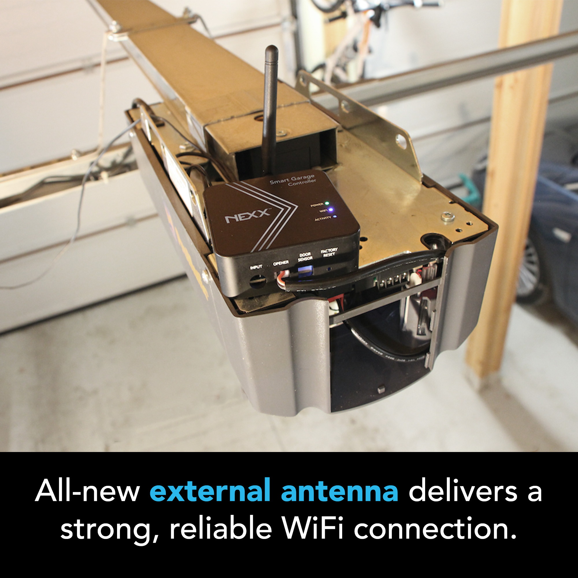 Nexx Smart Wi-Fi Controller NXG-200 - Remotely Control Existing Garage Door Opener with Nexx App, Works with Amazon Alexa, Google Assistant, Siri, SmartThings, No Hub Required, Black