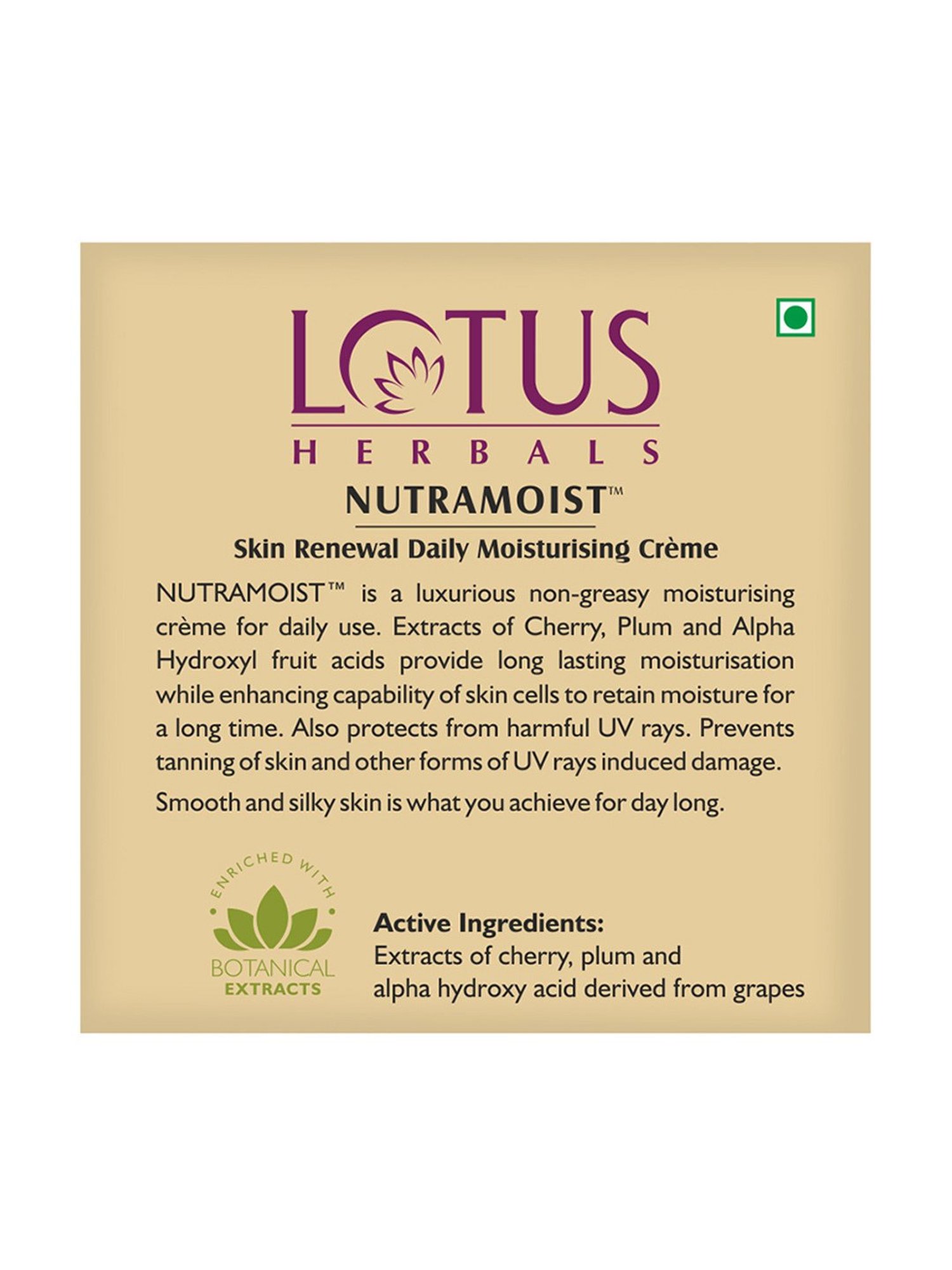 Lotus Herbals Nutramoist SPF 25 Daily Moisturising Cream - 50 gm