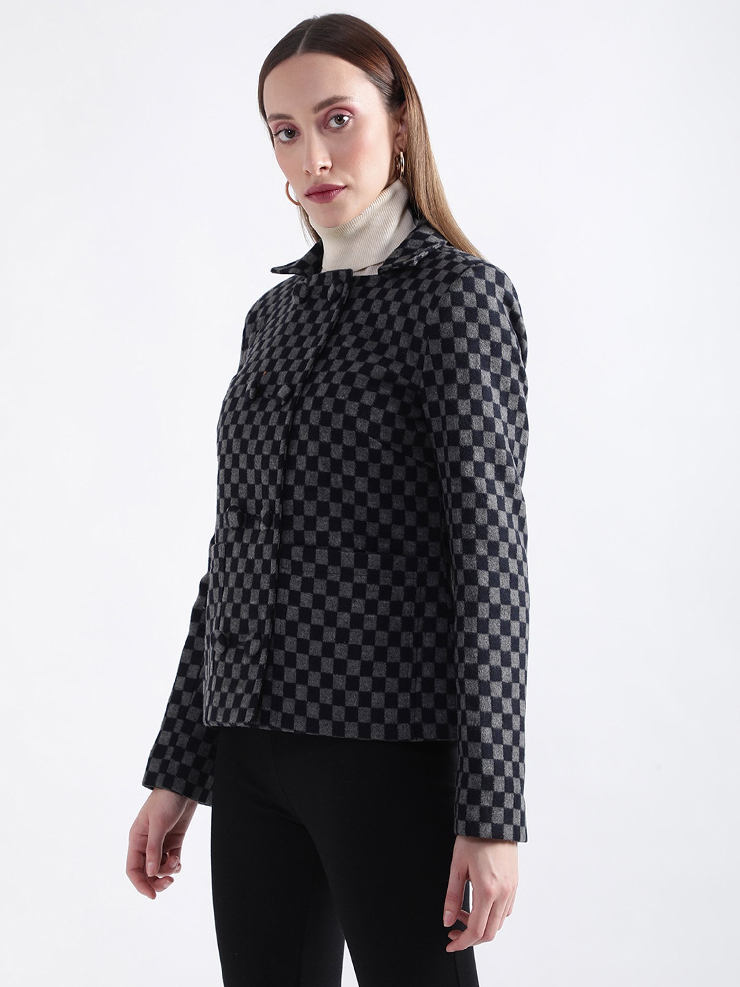 Rooted Black Check Tailored Jacket