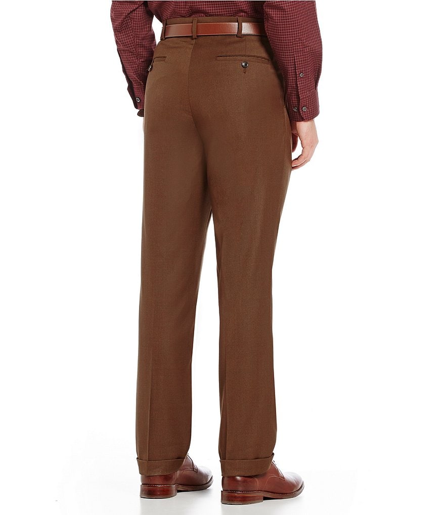 Roundtree & Yorke TravelSmart Luxury Gabardine Ultimate Comfort Classic Fit Pleat Front Non-Iron Dress Pants