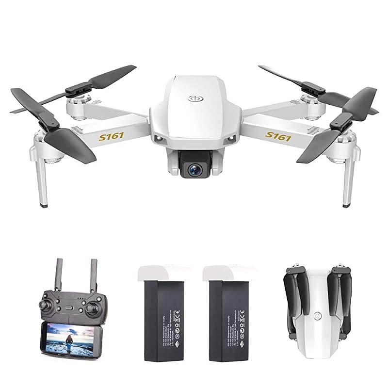 Mini Pro Drone with Camera S161,Foldable FPV Drone with 4K HD Camera, Optical Flow Positioning RC Quadcopter with Gesture Photos/Video, Altitude Hold, Track Flight, Storage Bag and 2 Batteries