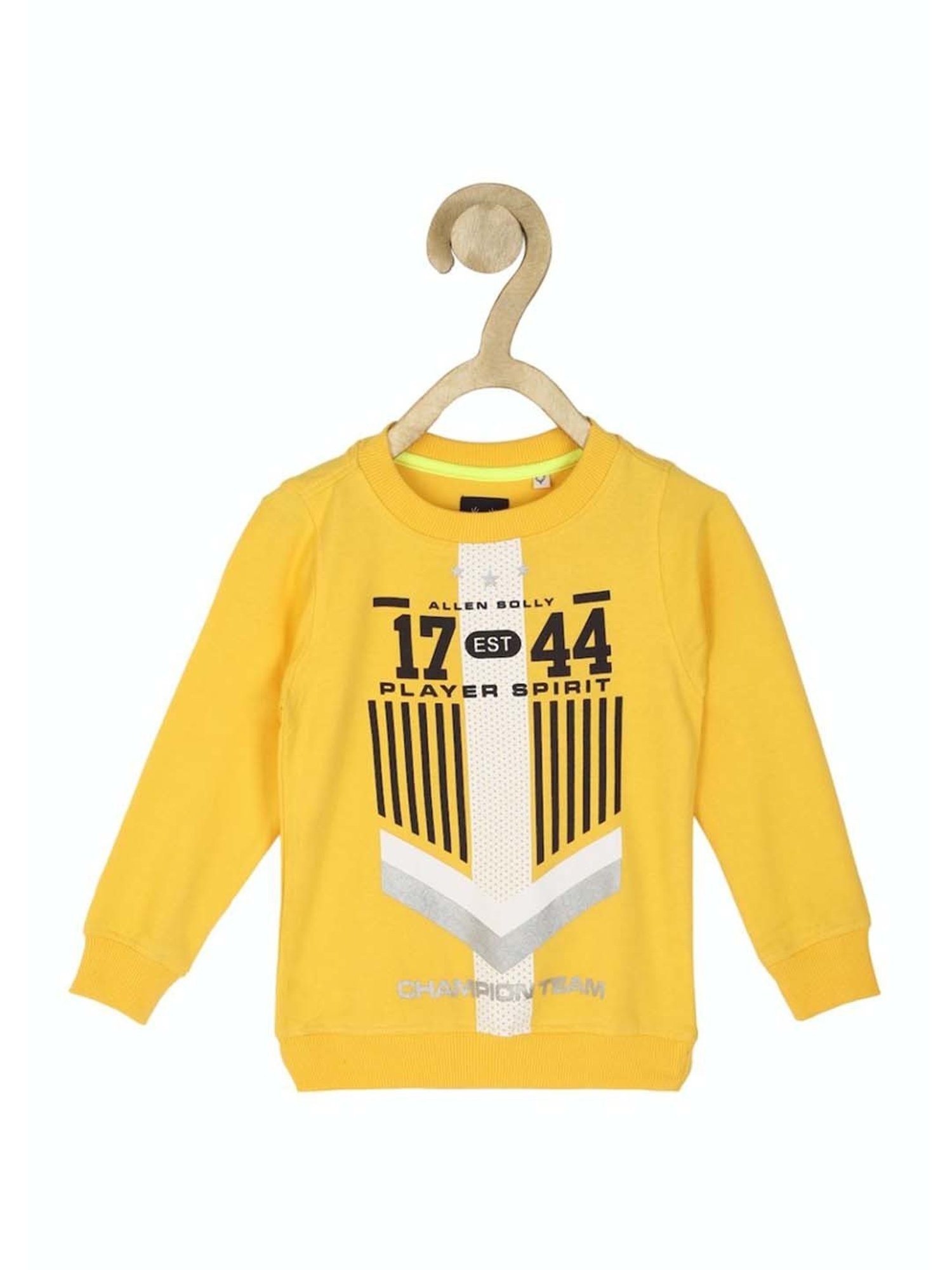 Allen Solly Junior Yellow Cotton Graphic Full Sleeves Sweatshirt