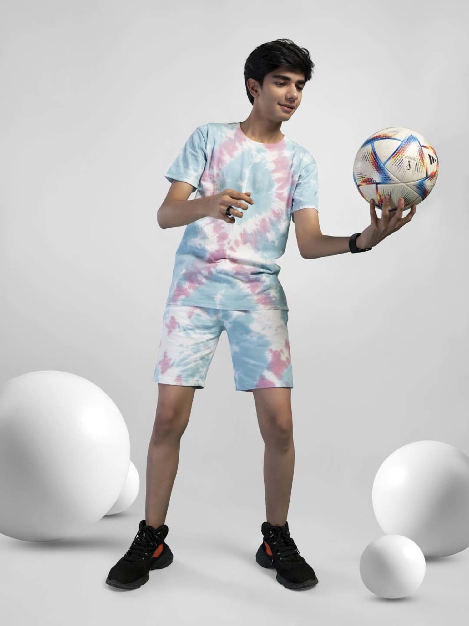 TeenTrums Kids Multicolor Cotton Over Dyed T-Shirt Set