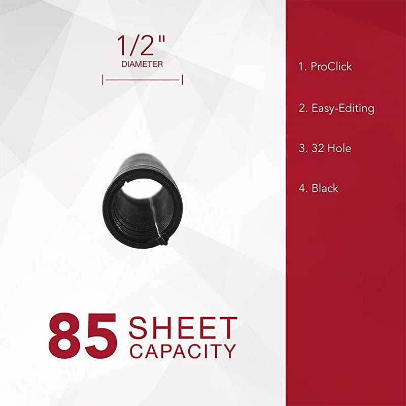 Swingline  Binding Spines Spirals Coils 12 Diameter 40 Sheet Capacity ProClick Black 100 Pack 2514703
