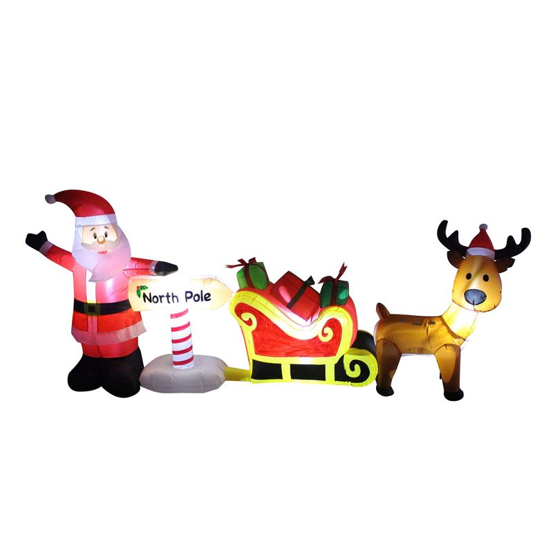 A Holiday Company Heavy Duty 9 Foot Wide Weather Resistant Self Inflatable Blow Up North Pole Scene Christmas Holiday Lawn Decoration with LED Lights