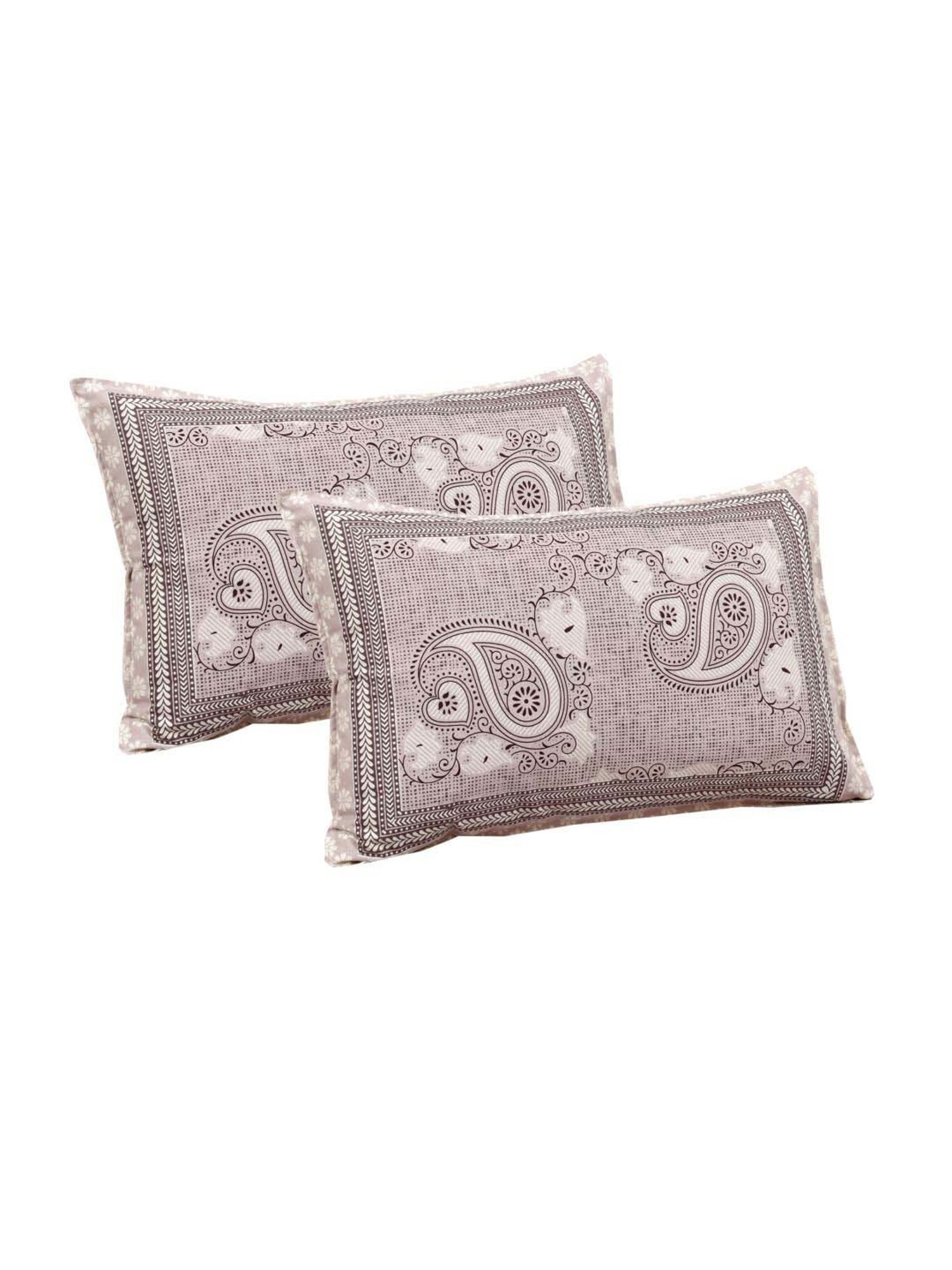 JaipurFabric Rosy Brown 180 TC 100% Cotton Paisley Art Double Bedsheet with 2 Pillow Covers