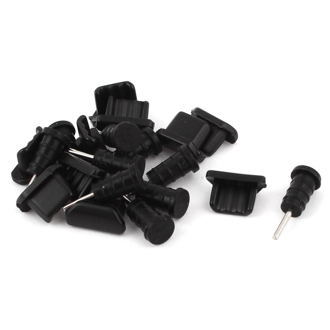 Unique Bargains 10Pair Black Anti Dust Headset Charger Plug Ear Cap Cover for iPhone 5 5S 6