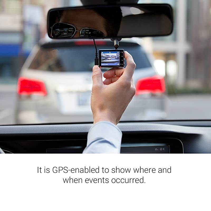 Dash Cam 55, 1440p 2.0" LCD Screen, Extremely Small GPS-enabled Dash Camera with Voice Control, Loop Recording, G-Sensor and Driver Alerts, Includes Memory Card