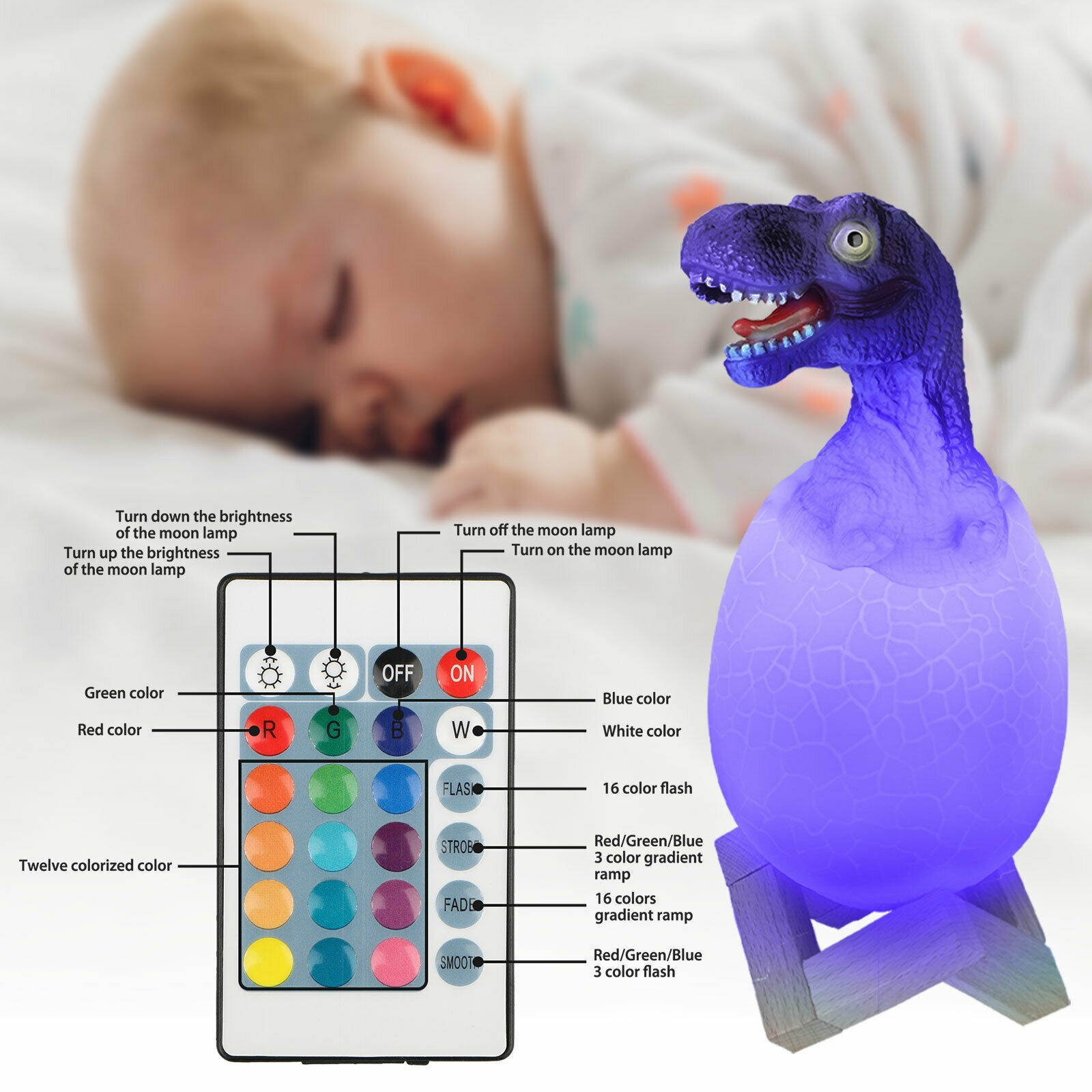 3D LED USB Beside Table Night Light Lamp Remote Touch Control Bedroom Child Gift