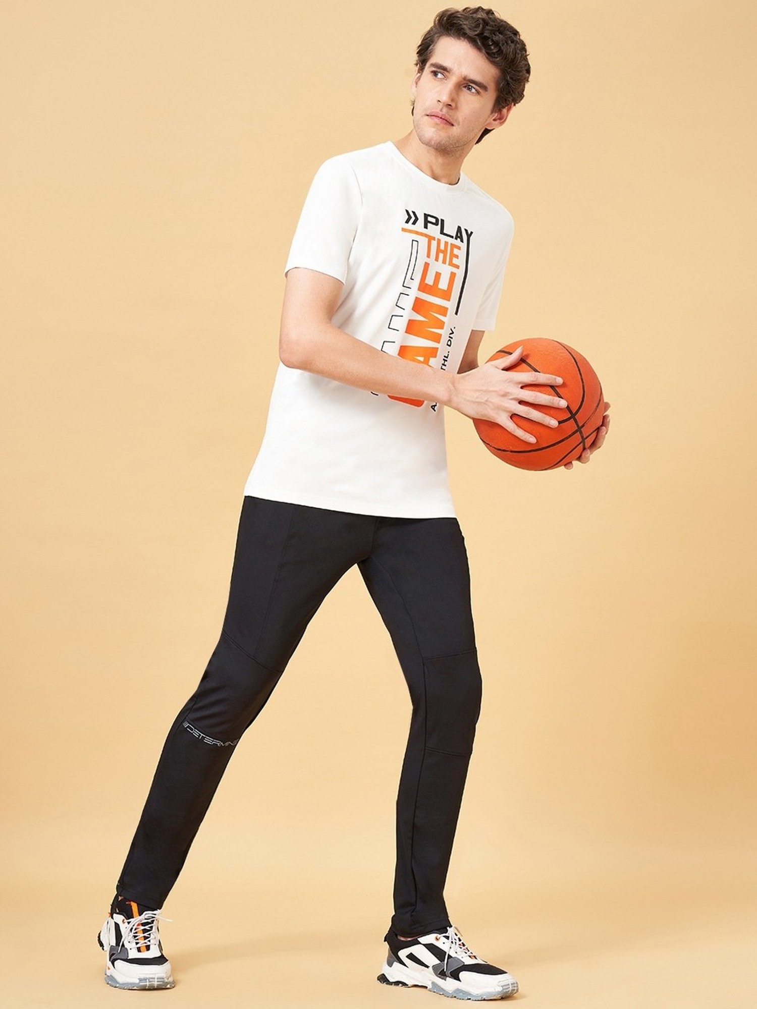 Ajile by Pantaloons Bright White Slim Fit Printed T-Shirt