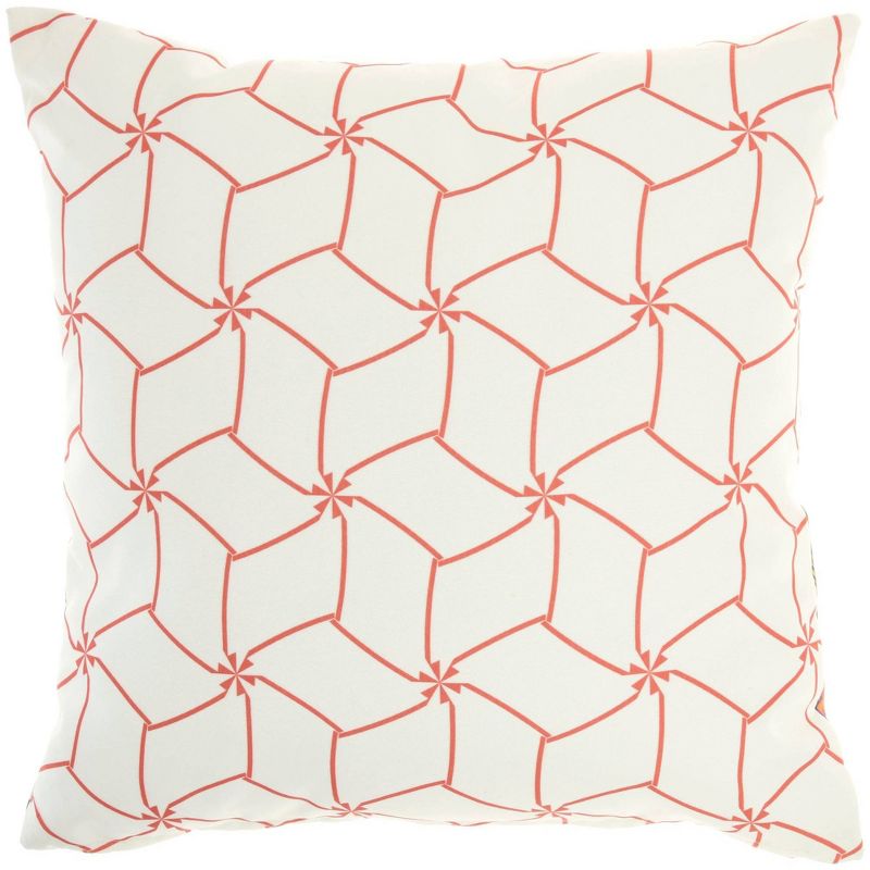 18"x18" Reversible Indoor/Outdoor Jungle and Cubes Pattern Square Throw Pillow - Mina Victory