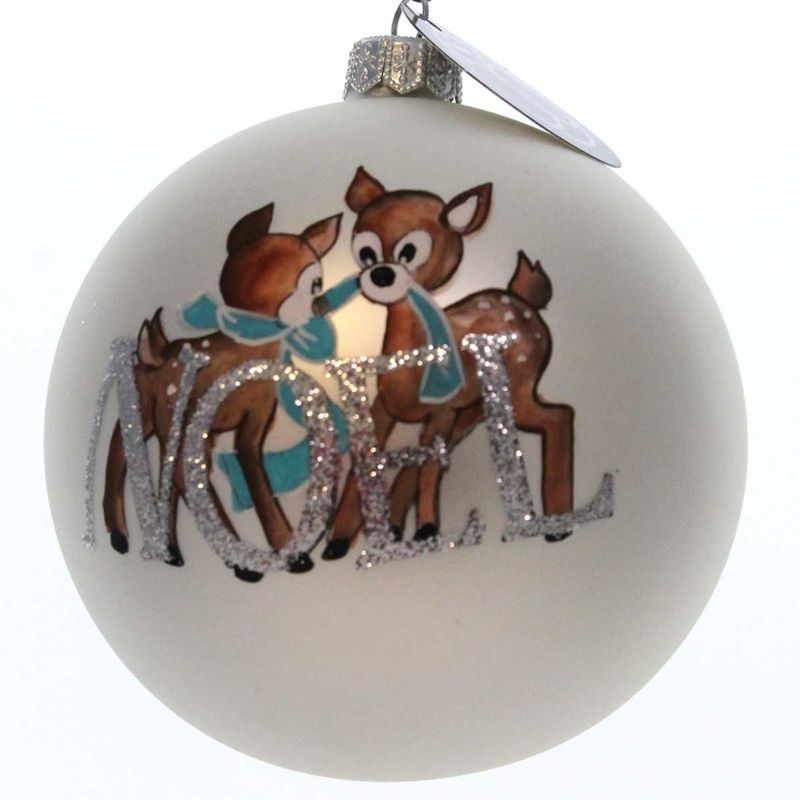 Holiday Ornament Reindeer Painted Ball Noel Christmas  -  Tree Ornaments