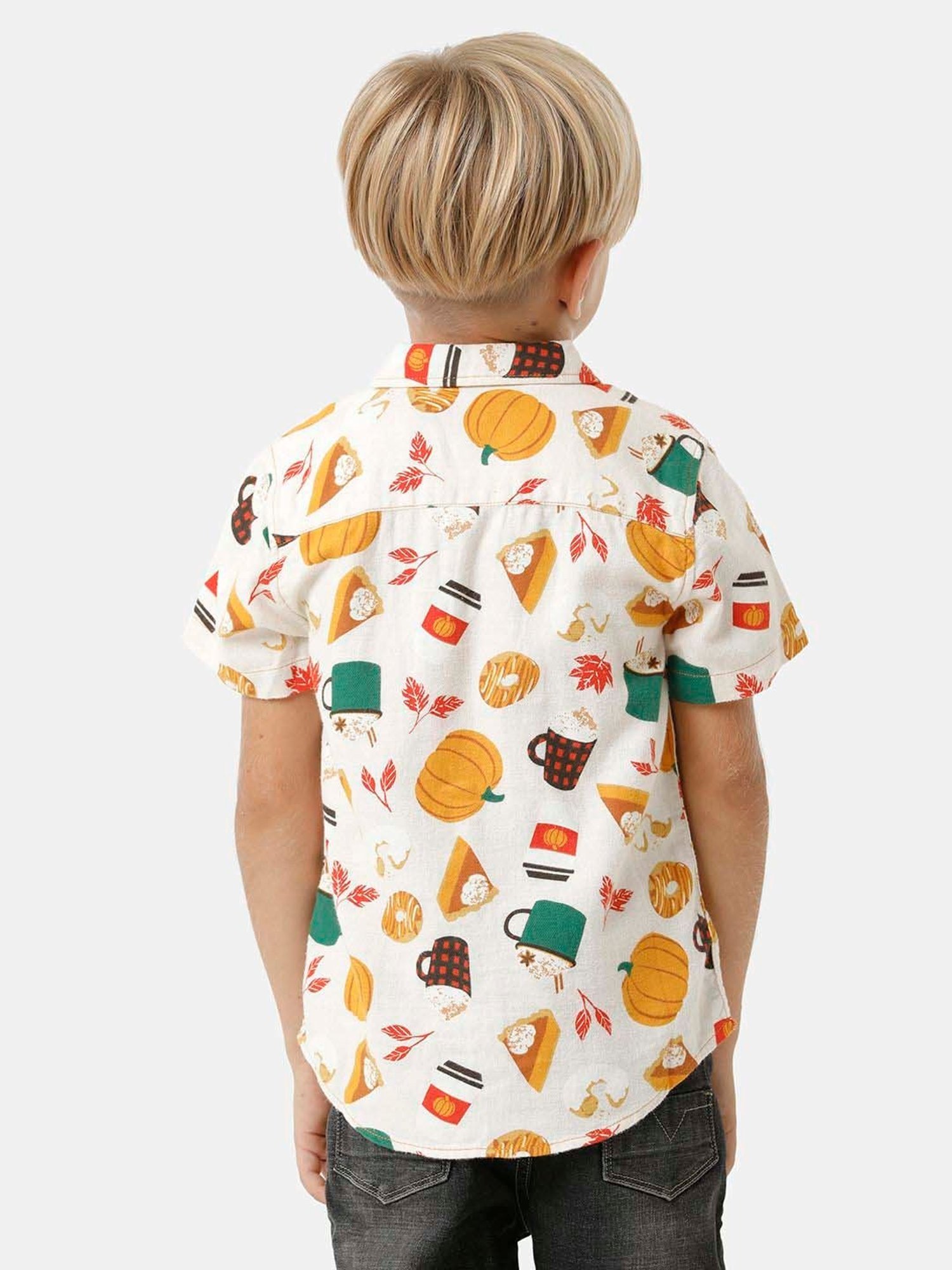 Kate & Oscar Kids White & Yellow Cotton Printed Shirt