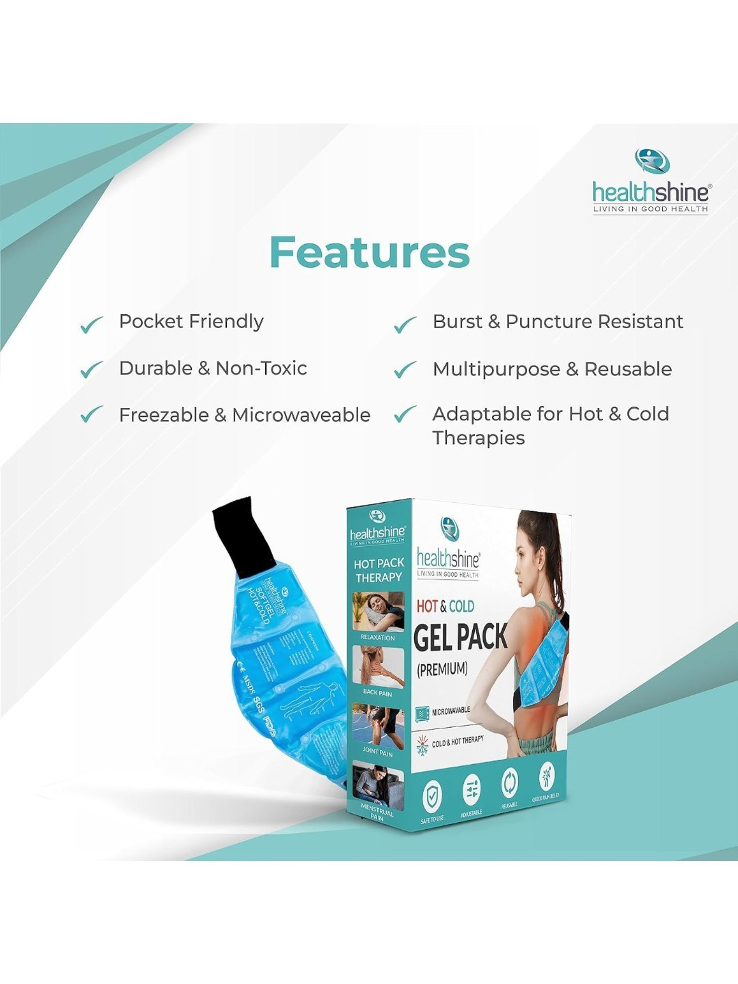 Healthshine Pocket-Friendly Multipurpose Hot & Cold Therapy Gel Pack Premium (Blue)