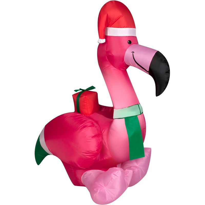 Gemmy Christmas Airblown Inflatable Outdoor Flamingo, 3.5 ft Tall, Multicolored