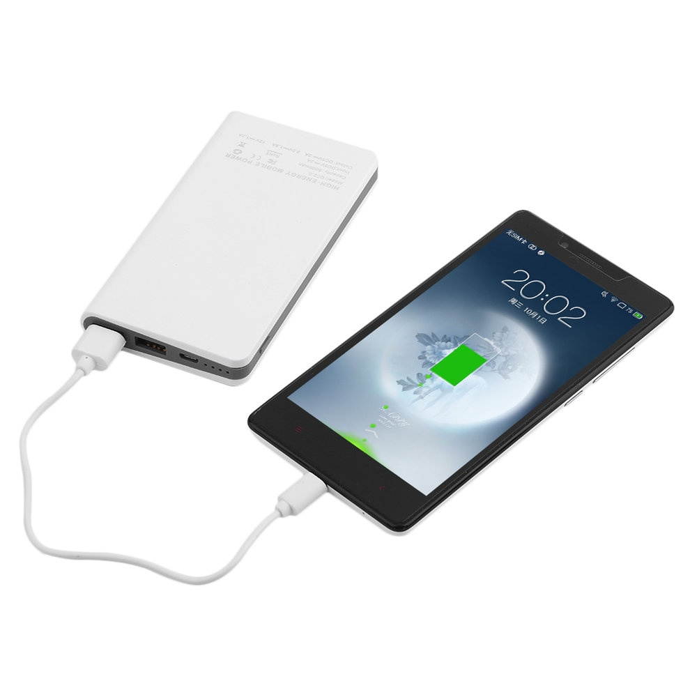 Compact Size QC2.0 8000MAH Plastic Shell Mobile Phone Power Bank Portable Charger Battery Bank For Iphone White/Black,white