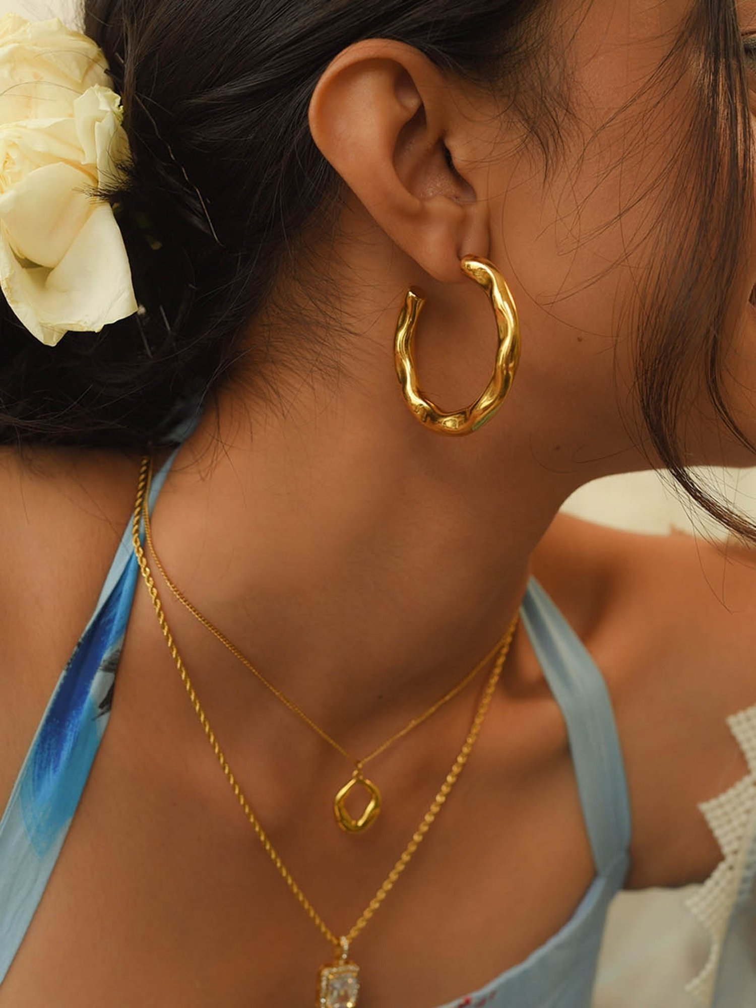 Perfectly Average XL Hammered Hoops for Women & Girls