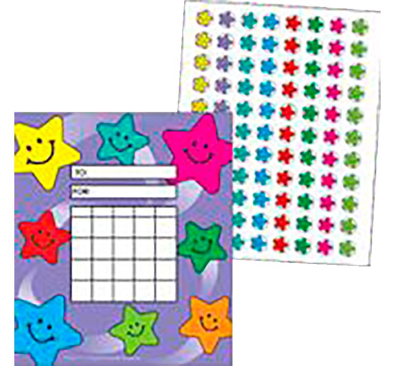 Teacher Created Resources Colorful Incentive Charts with Mini Stickers, Happy Stars, 5-1/4 x 6 inches