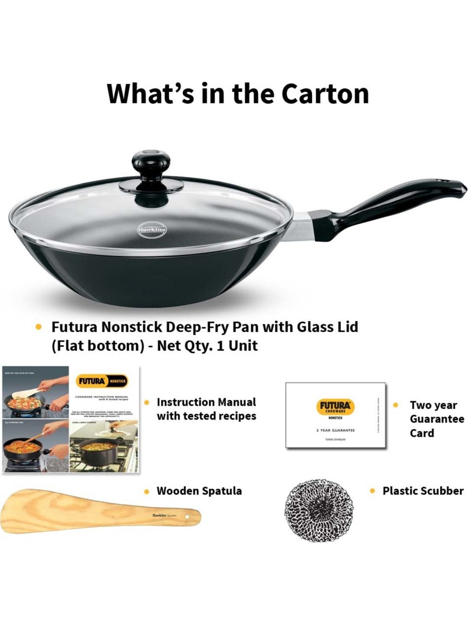 Hawkins Black & Transparent Hard Anodised 26 cm Non-Stick Stir Fry Pan With Lid (2 L) - Set of 1