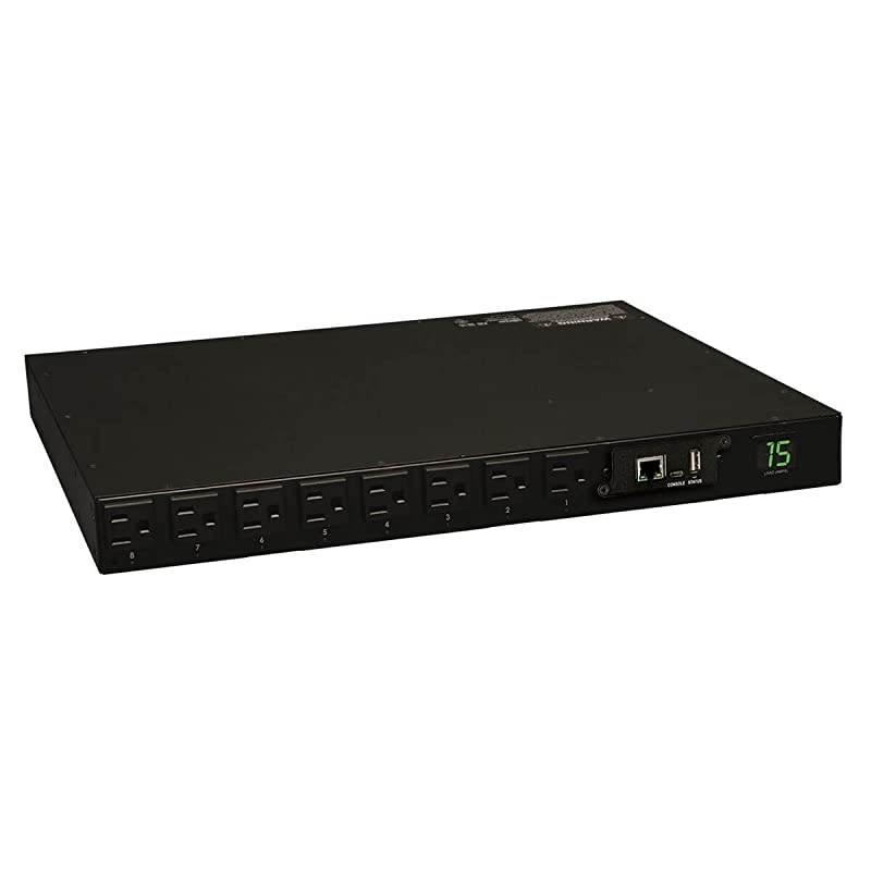 1.4kW Single-Phase Switched PDU with LX Platform Interface, 120V Outlets (16 5-15R), 5-15P, 100-127V Input, 12ft Cord, 1U Rack-Mount, TAA (PDUMH15NET),Black